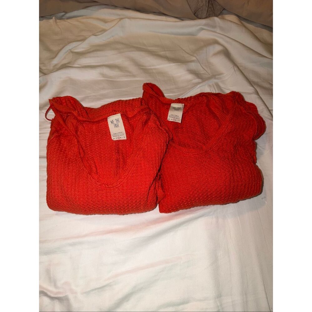 We the Free Catalina thermal waffle knit long sleeve tunic top bundle of 2 orang